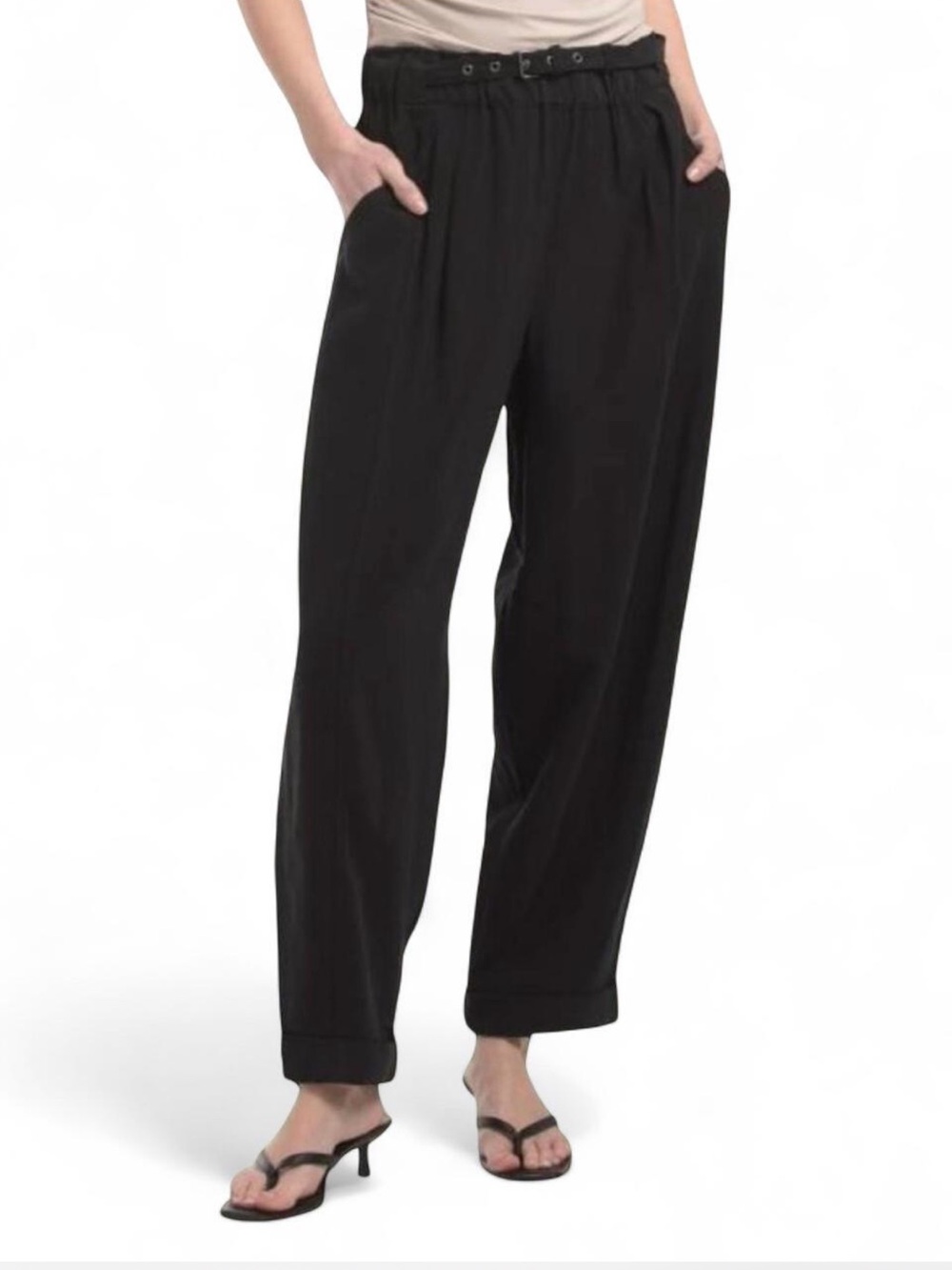 Max Studio Women’s Black Relaxed Belted Linen Harem pants